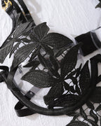 Sexy Floral Embroidery Hollow Heavy Craft Chain Bracelet Shaping Bodysuit Set