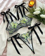 Butterfly Mesh Embroidery See-Through Temptation Sexy Lingerie Set