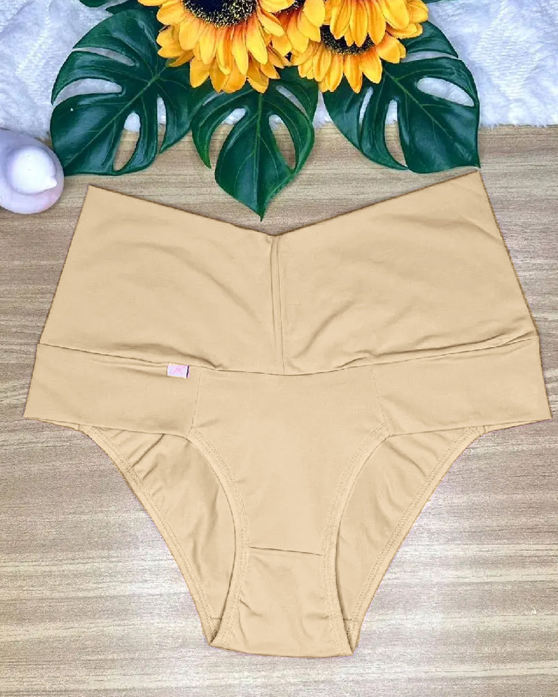 Women's High-waisted Stretch Solid Color Soft Comfortable Briefs
