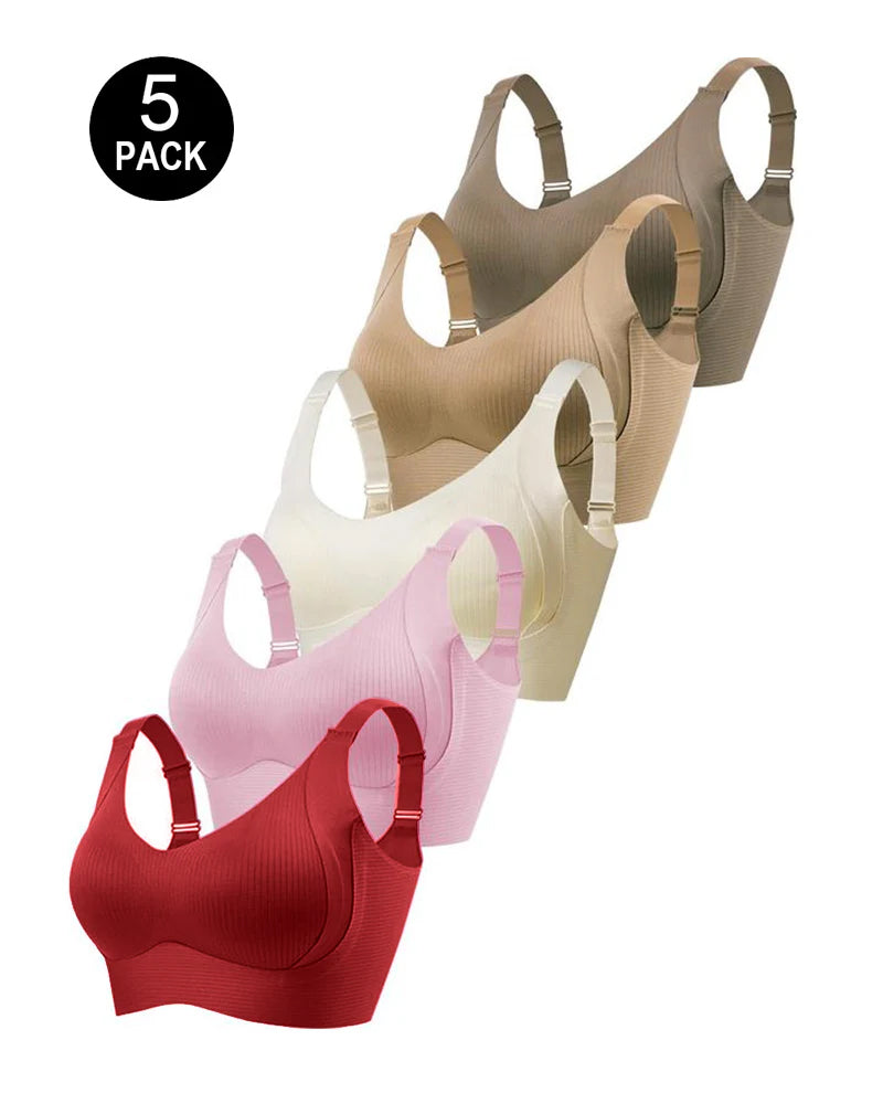 Solid Color Four Rows Adjustable Wireless Women's Bra