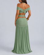 Sexy Halter Crop Top & Bodycon Maxi Skirt Set