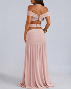 Sexy Halter Crop Top & Bodycon Maxi Skirt Set