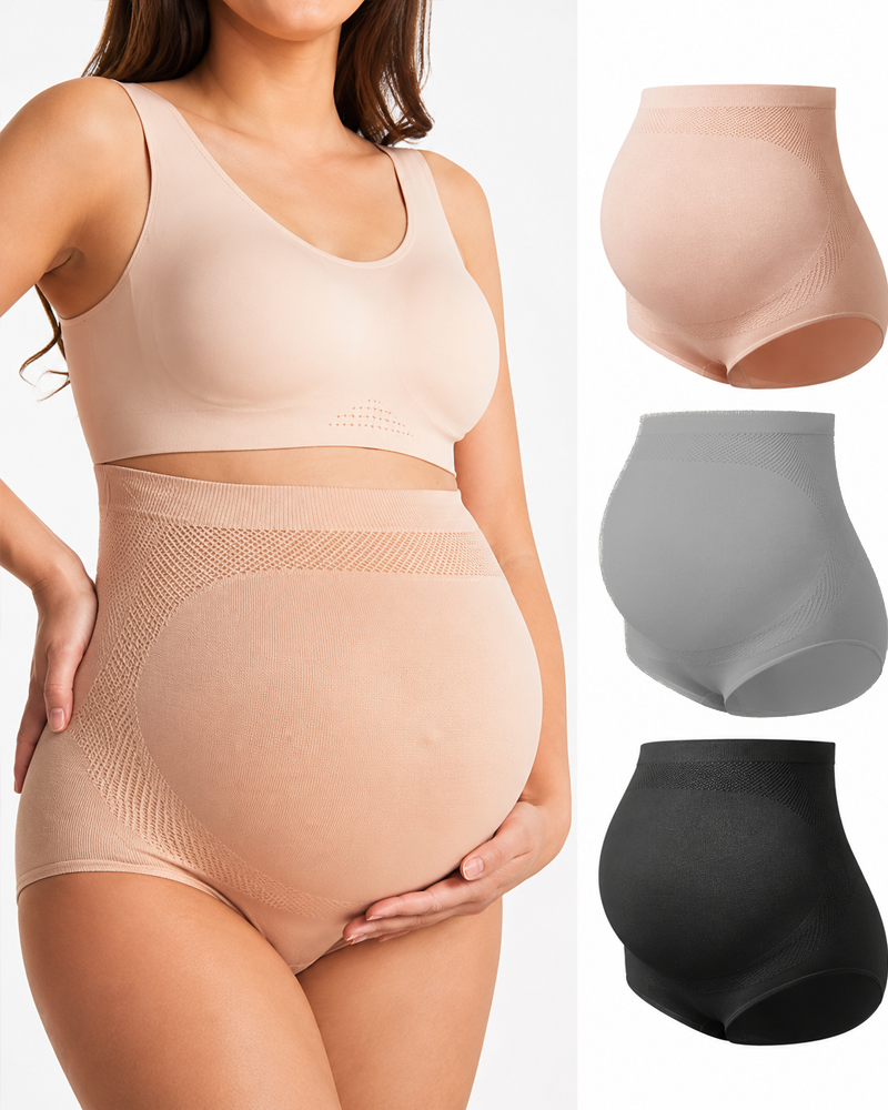 Women's Maternity High Waist Underwear Pregnancy Seamless Soft Belly Support Panties Over Bump 3 Pack