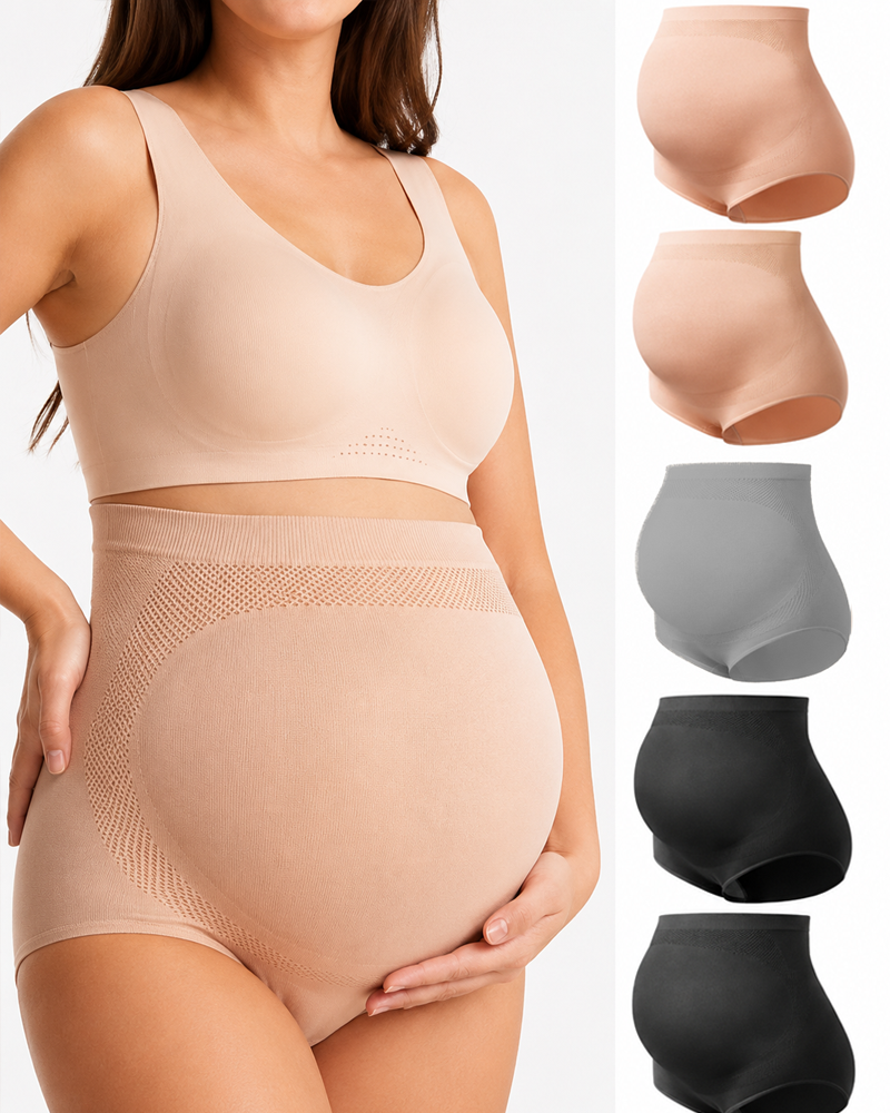 Women's Maternity High Waist Underwear Pregnancy Seamless Soft Belly Support Panties Over Bump 3 Pack