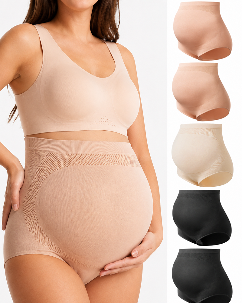Women's Maternity High Waist Underwear Pregnancy Seamless Soft Belly Support Panties Over Bump 3 Pack