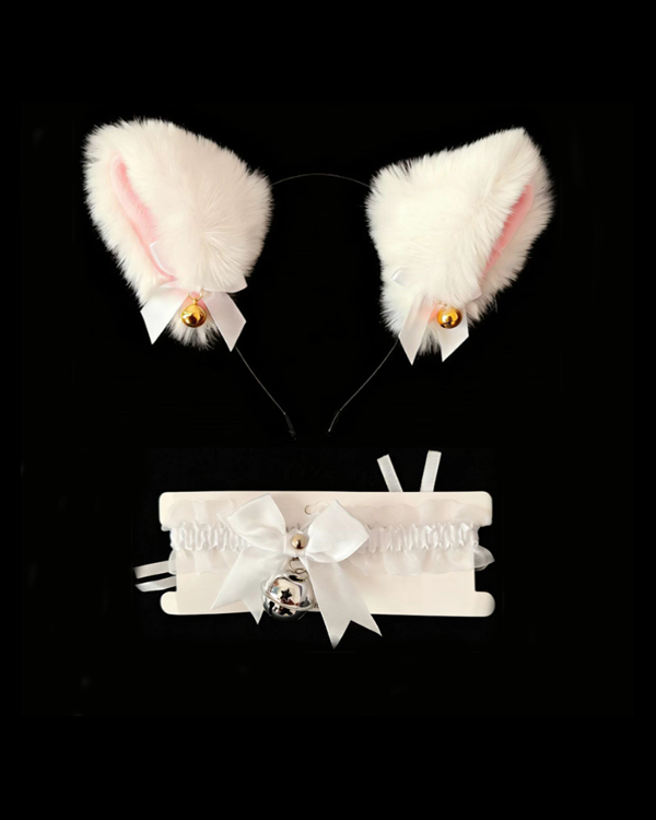 Sexy Bell Collar Tail Jewelry Maid Costume Headdress Neck Accessory Props Set