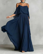 Chiffon Off-Shoulder Cami Wide-Leg Pants Set
