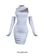 Cutout Off-Shoulder Bodycon Lounge Dress with Arm Sleeves