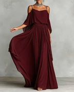 Chiffon Off-Shoulder Cami Wide-Leg Pants Set