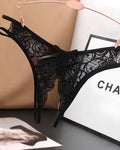 Women's Sexy Lace Open Crotch Hollow Low Rise Thong