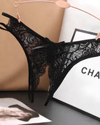 Women's Sexy Lace Open Crotch Hollow Low Rise Thong