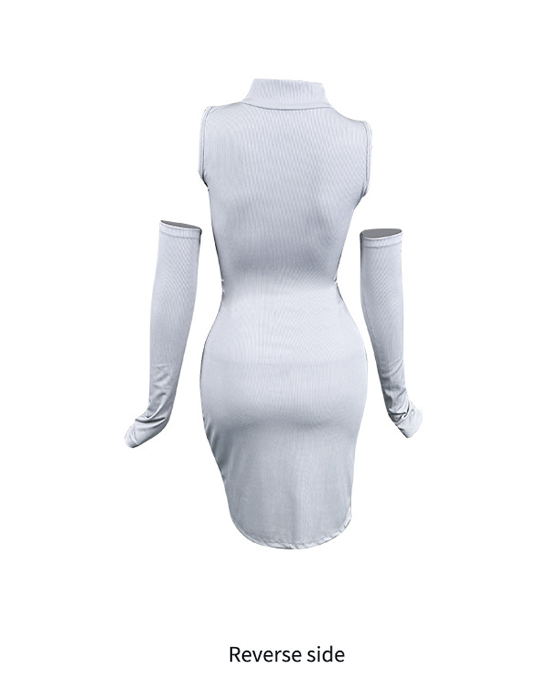 Cutout Off-Shoulder Bodycon Lounge Dress with Arm Sleeves