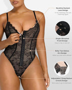 Women's Front Hook Tummy Control Backless Lace Shaper Bodysuit