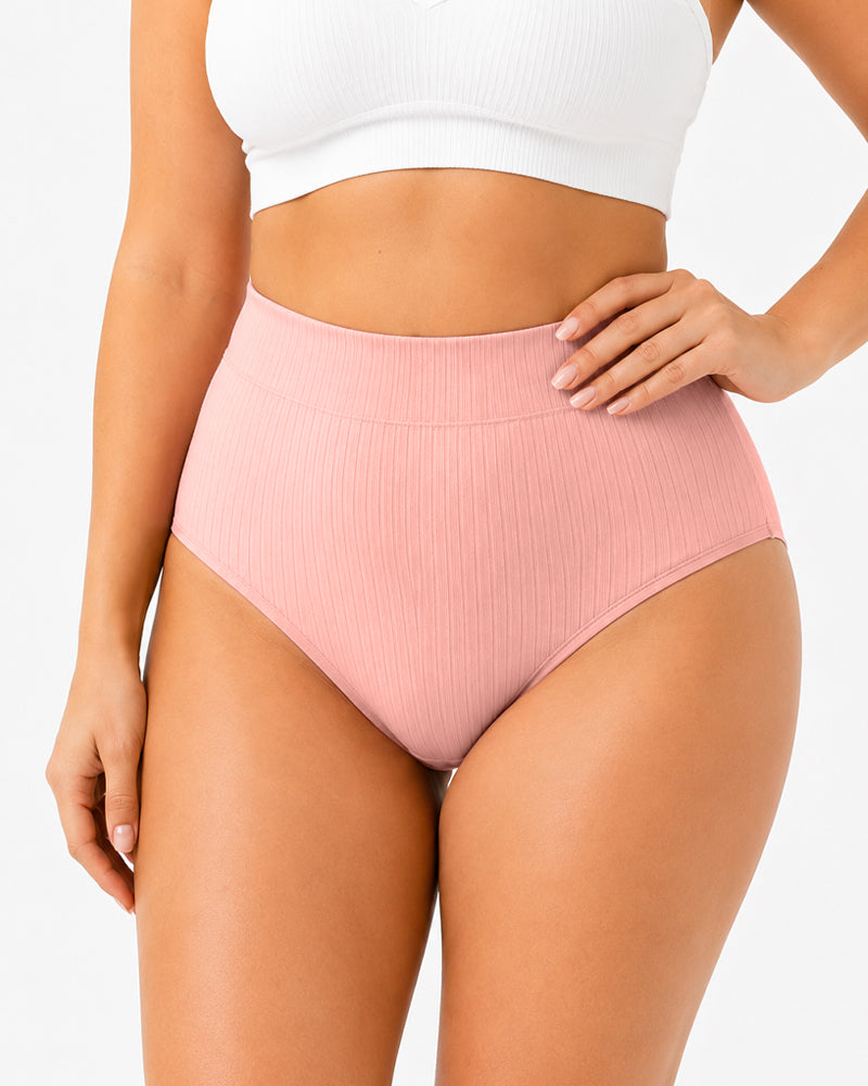 Multi-pack Plus Size High Waist Cotton Ribbed Briefs