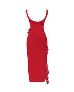 Sexy Ruffle Trim Slit Maxi Dress