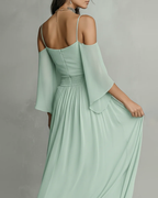 Chiffon Off-Shoulder Cami Wide-Leg Pants Set