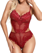 Sexy Hollow-Out Lace Backless Teddy Bodysuit