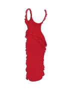 Sexy Ruffle Trim Slit Maxi Dress