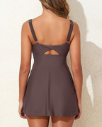 Tummy Control Swim Dress with Built-in Shorts & Pockets