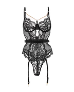 Sexy Metal Chain Lace Mesh Shaping Bodysuit