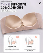 Double Front Closure Strapless Seamless Wire-free Push-up Bra