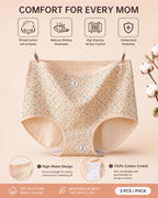 4-Pack High Waist Cotton Printed Loose Stretch Briefs