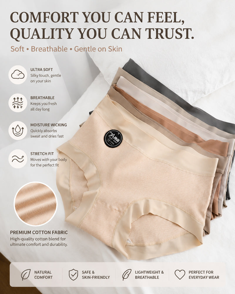 5-Pack High Waist Ribbed Pure Cotton High Elastic Briefs