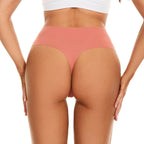 Women's Seamless Solid Color Drop Waist Thong 5-Pack