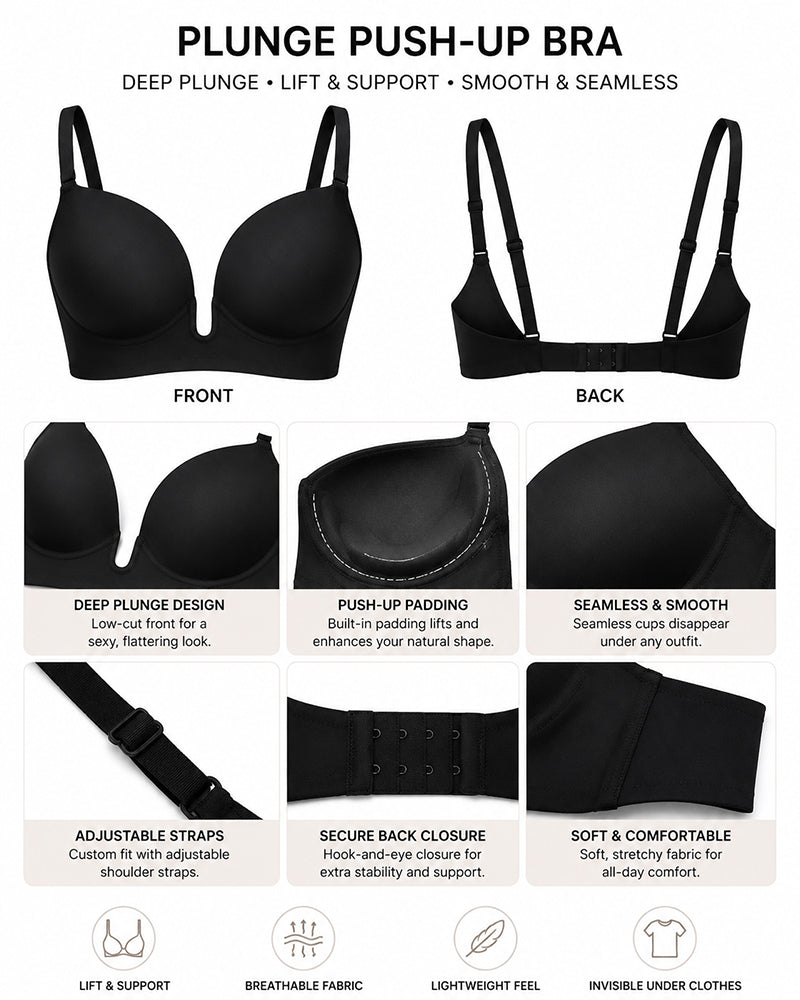 Women's Deep V-Neck Seamless Low Back Bra