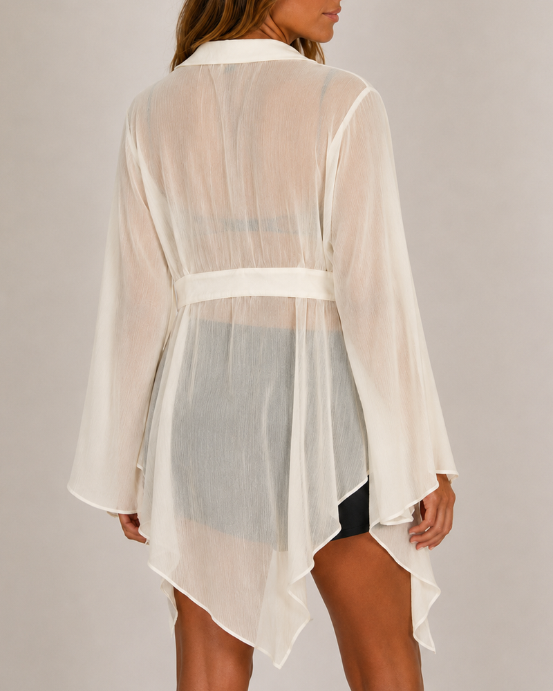Casual Sheer Chiffon Corset Shirt