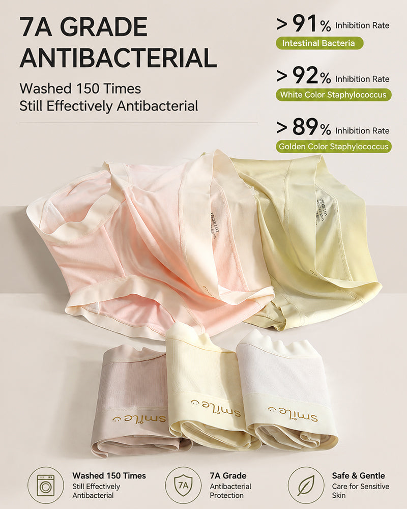 5-Pack Mid Waist Seamless Modal Silk Antibacterial Crotch Briefs