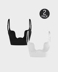 [2 Pack]Low Back Secret Plunge Bra - Black+White