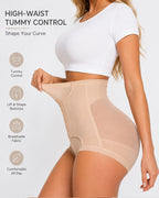 High Waist Hook-eye Tummy Control Mesh Seamless Shaping Panties