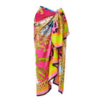 Round Neck Shell Print One Piece Swimsuit and Sarong or Skirt