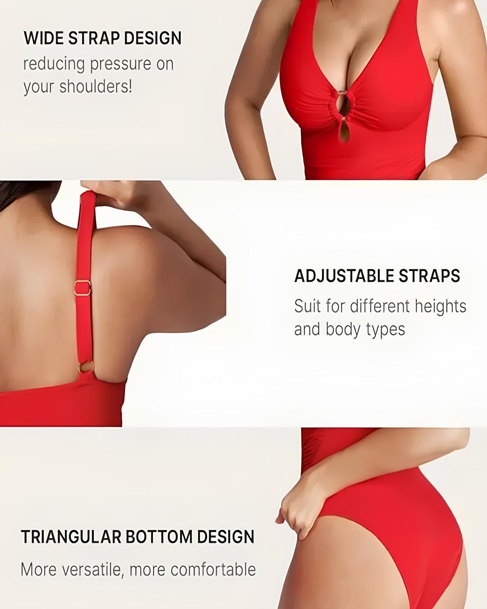 Deep V Solid Color Tummy Control Shaping One-piece Swimsuit