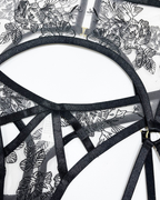 Lace Embroidered Crisscross Lingerie