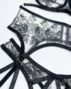 Lace Embroidered Crisscross Lingerie