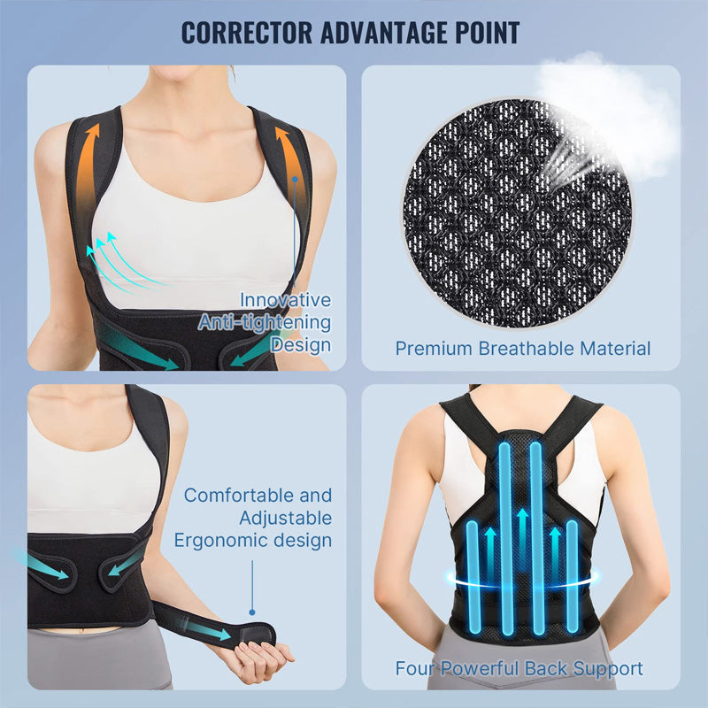 Adult Breathable Mesh Support Invisible Shoulder Open Back Posture Back Corrector
