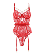Sexy Metal Chain Lace Mesh Shaping Bodysuit