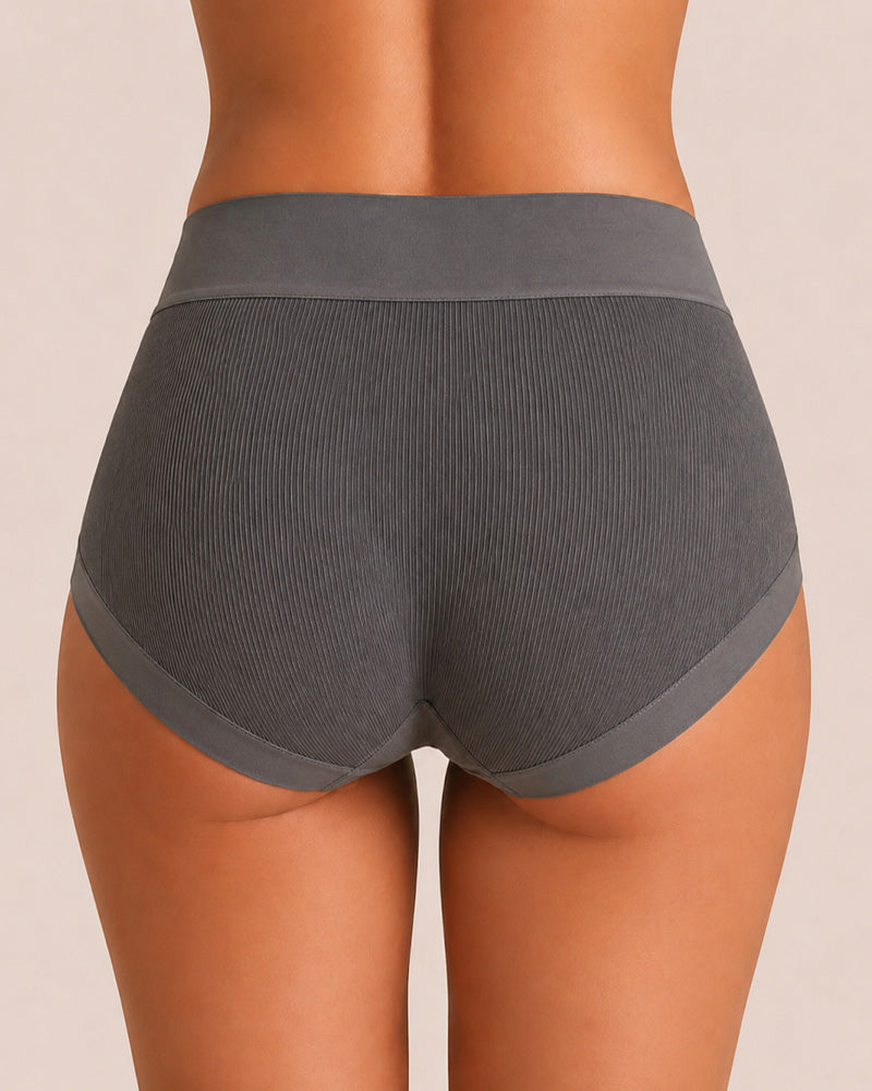 5-Pack High Waist Ribbed Pure Cotton High Elastic Briefs