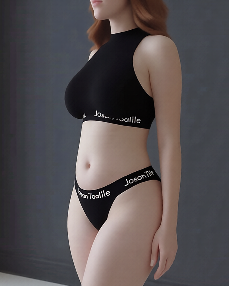 Sheer Fitted Sports Tank Top with Thong Set