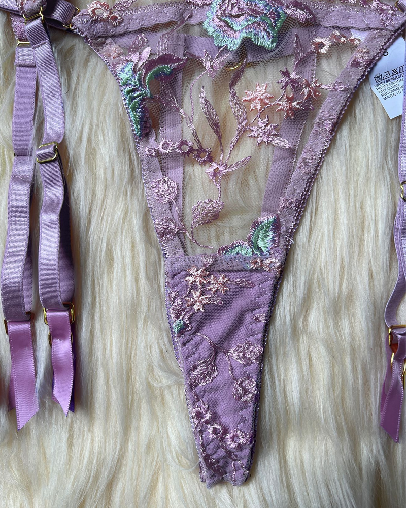 Sexy Sheer Embroidered Mesh Lingerie Set