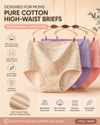 4-Pack High Waist Cotton Printed Loose Stretch Briefs