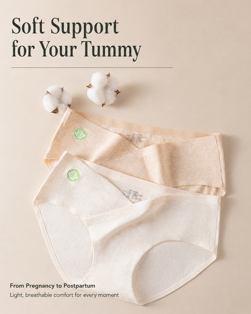 Multi-Pack Seamless Pure Cotton Low Waist V-Shaped Maternity Antibacterial Briefs