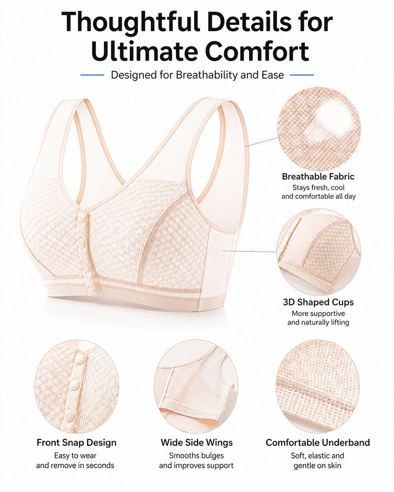 Front Closure Ultra-thin Breathable Mesh Seamless Wire-free Vest Bra