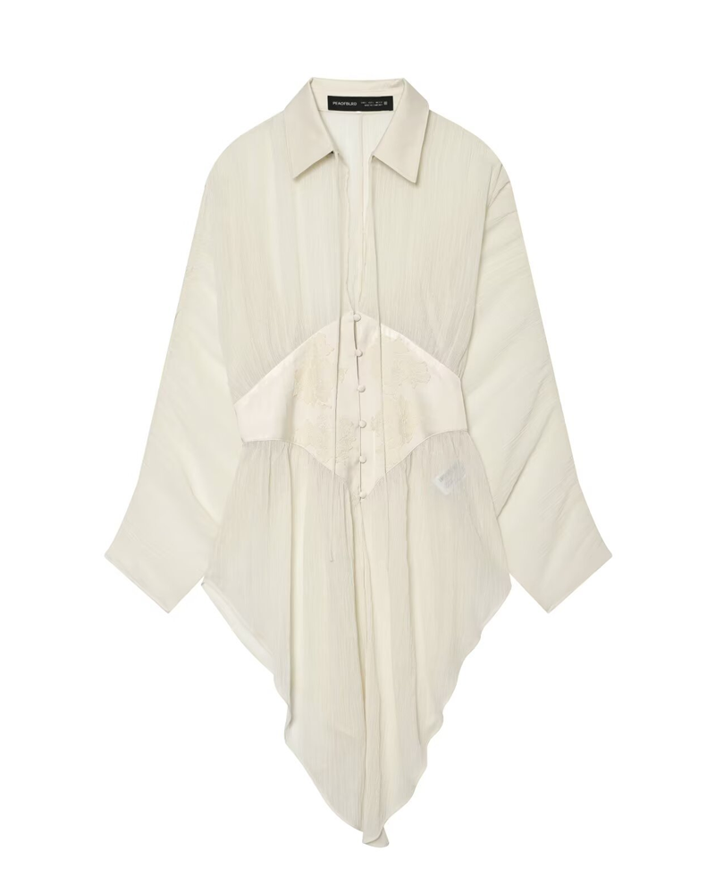 Casual Sheer Chiffon Corset Shirt