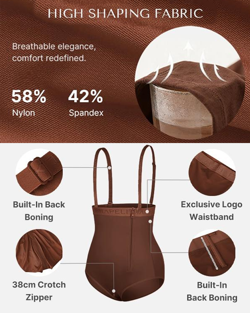 Highly Breathable High-Waisted Side-Zip Shapewear Bodysuits