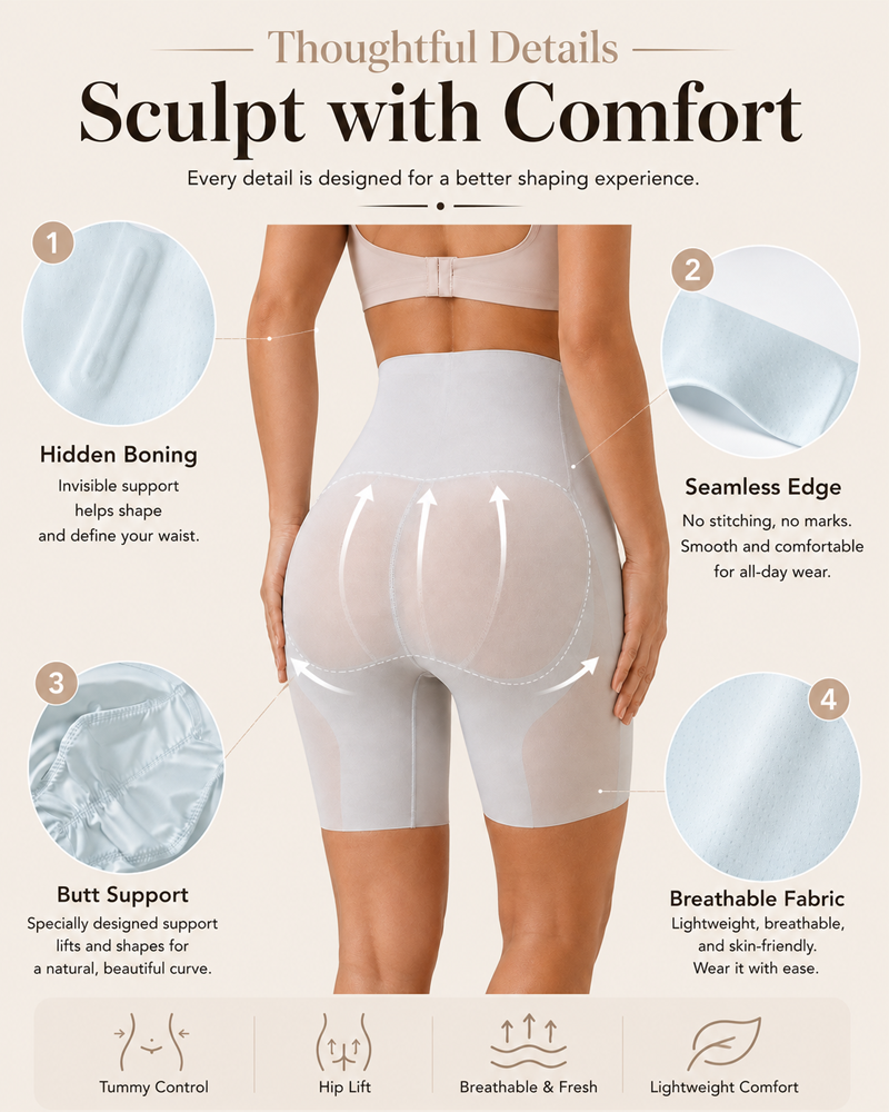 High-Waisted Breathable Butt-Lifting Shapewear Shorts