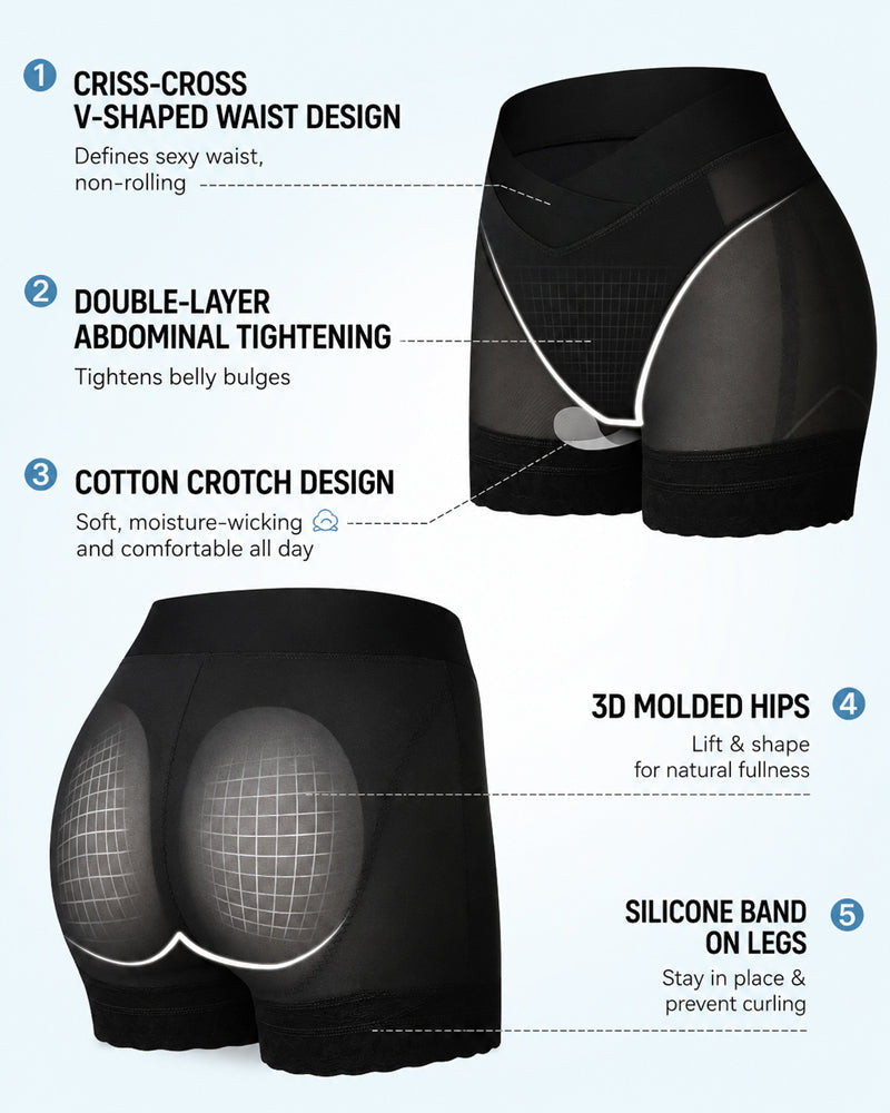 V Crossover Sheer Mesh Elastic Tummy Control Butt Lifting Shaping Panties