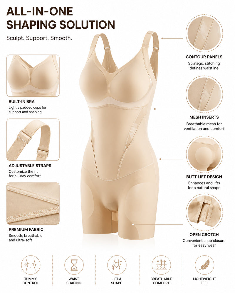 Ultra-thin Breathable Seamless Tummy Control Easy-to-Wear Bodysuit Shapewear